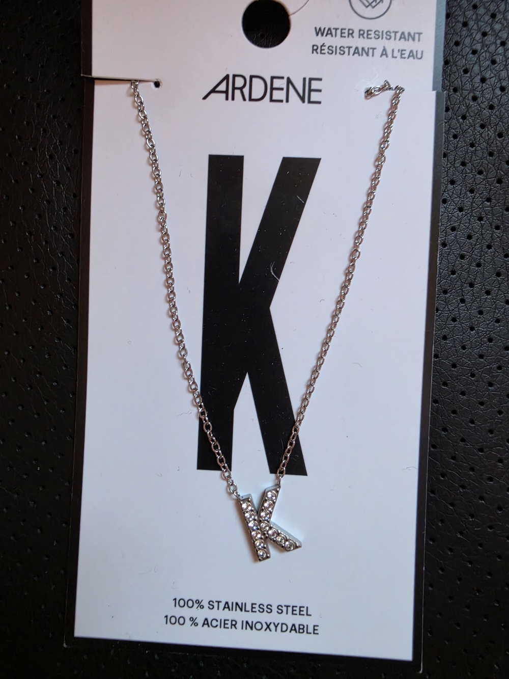 NWT Silver Crystal 'K' Pendant Necklace